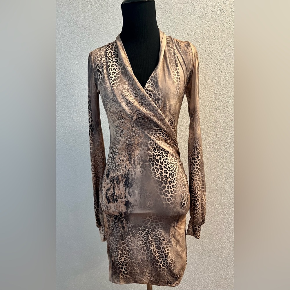 Savee Couture Animal Leopard Satin Bodycon dress